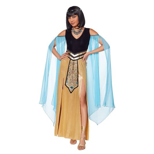 Adult Blue and Gold Egyptian Queen Costume BLACK/GOLD