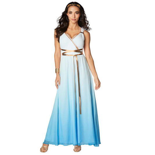 Adult Athena Goddess Costume WHITE AND TURQUOISE