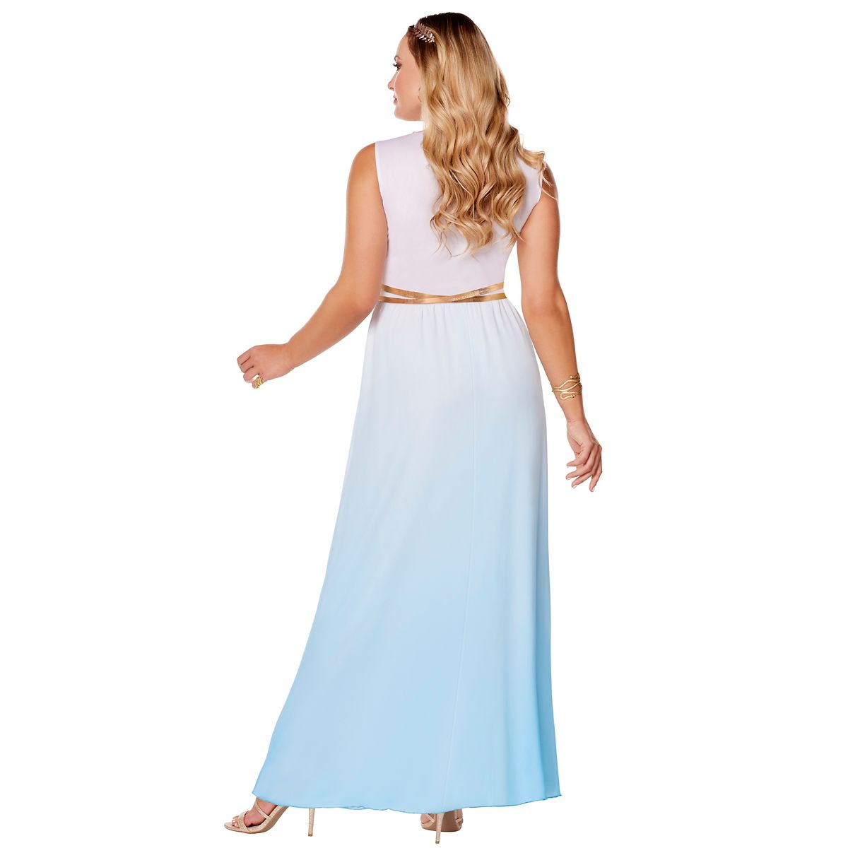 Adult Goddess Athena Plus Size Costume WHITE AND TURQUOISE