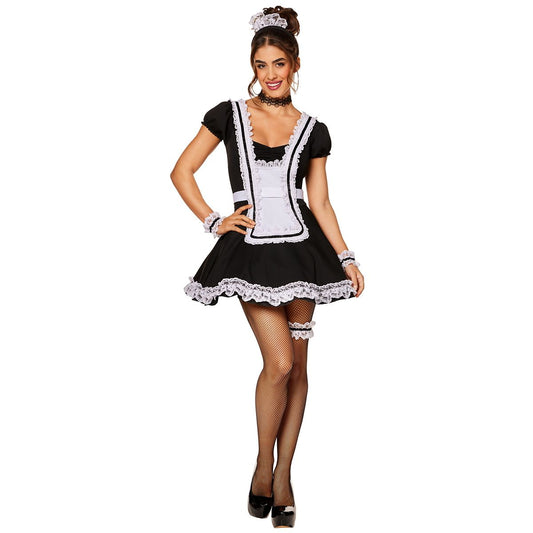 Adult French Maid Dress Costume BLACK AND WHITE