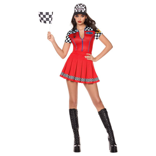 Adult Pit Crew Uniform Dress Costume RED