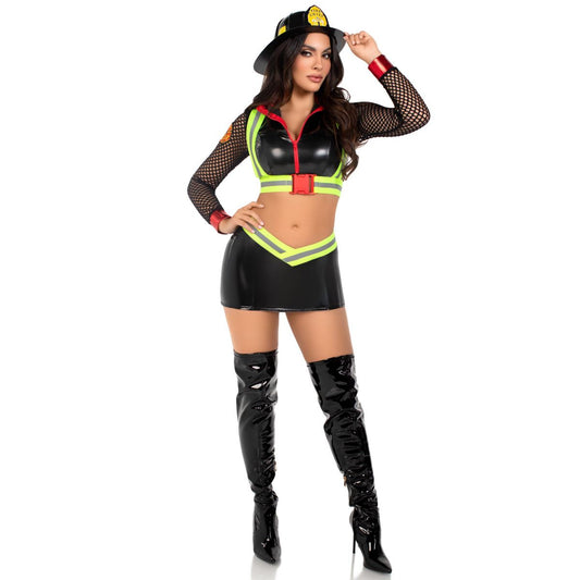Adult Two-Piece Firefighter Costume BLACK