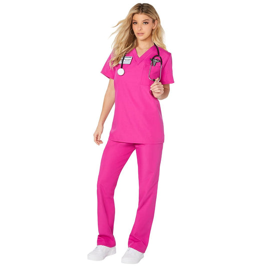 Adult Magenta Medical Scrubs Costume PINK