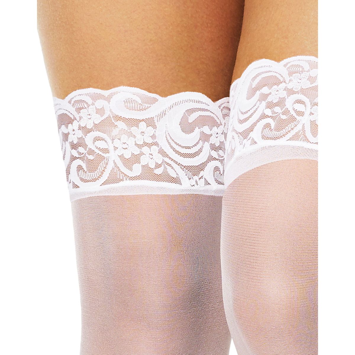 White Lace Thigh High Stockings WHITE