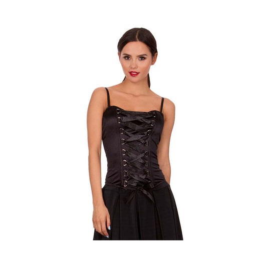 Front Lace-Up Corset - Black BLACK