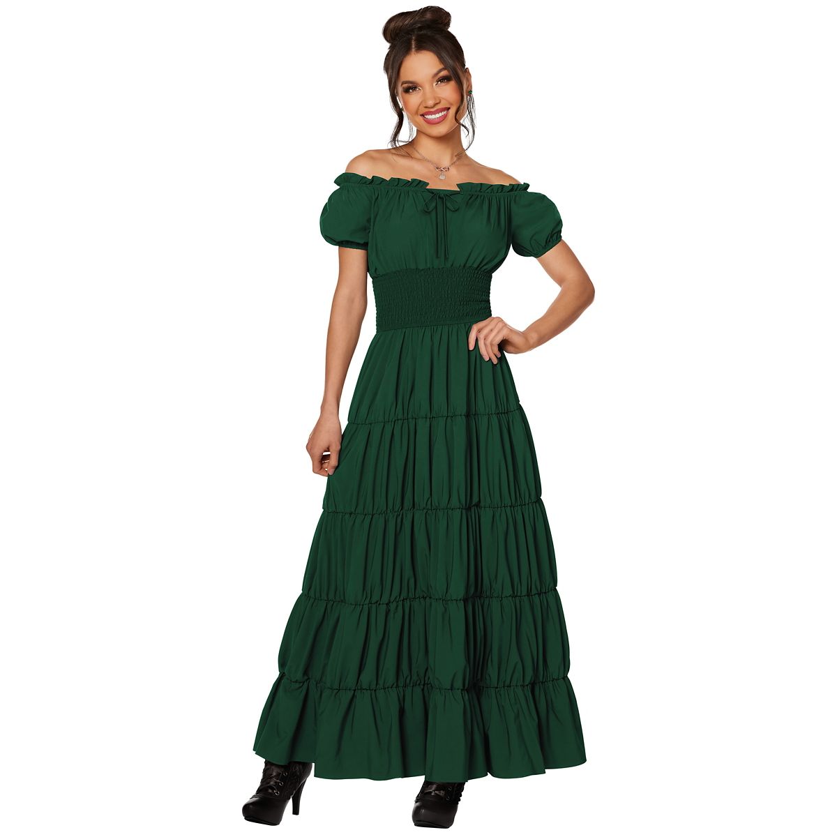 Adult Dark Green Peasant Dress GREEN