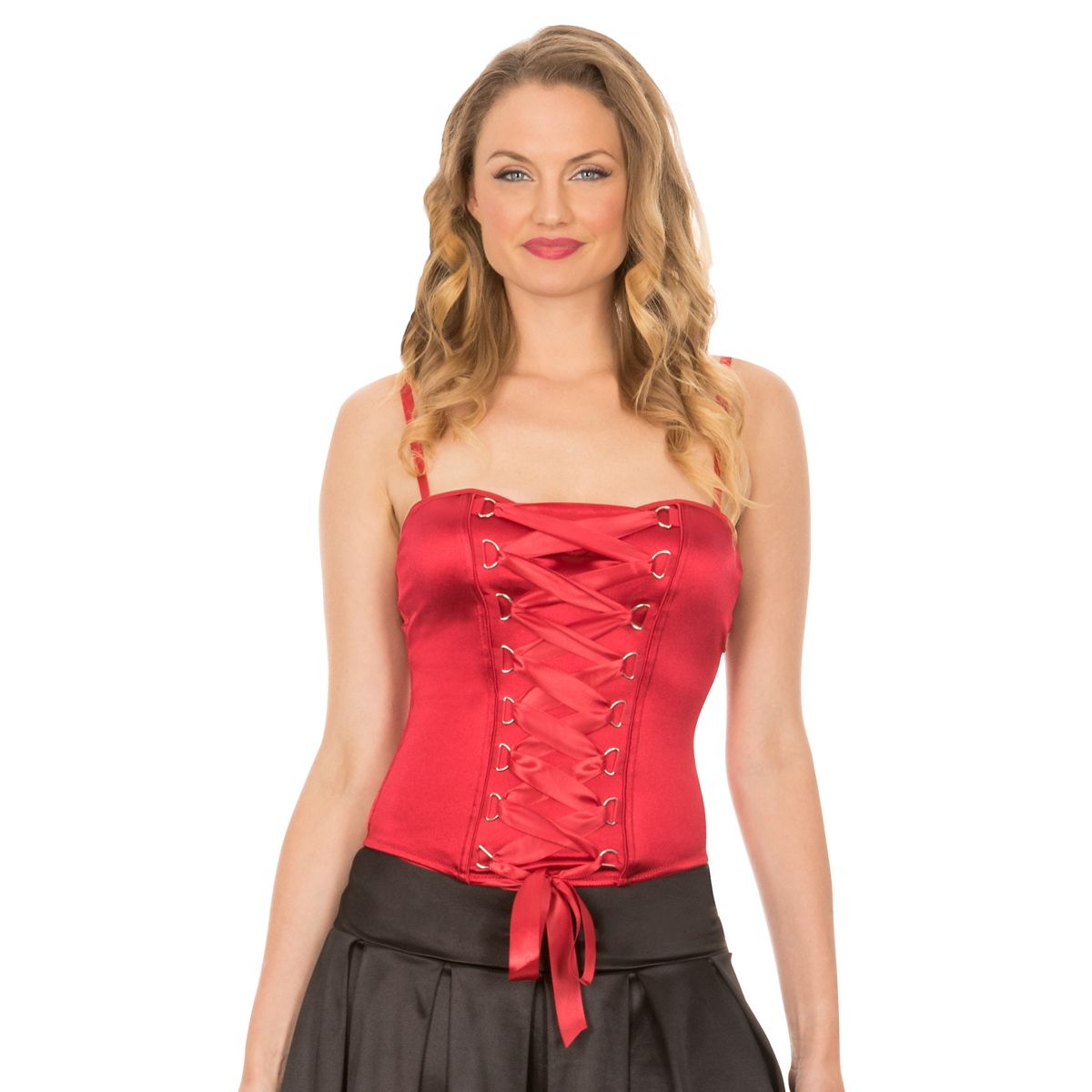 Red Lace Up Corset RED
