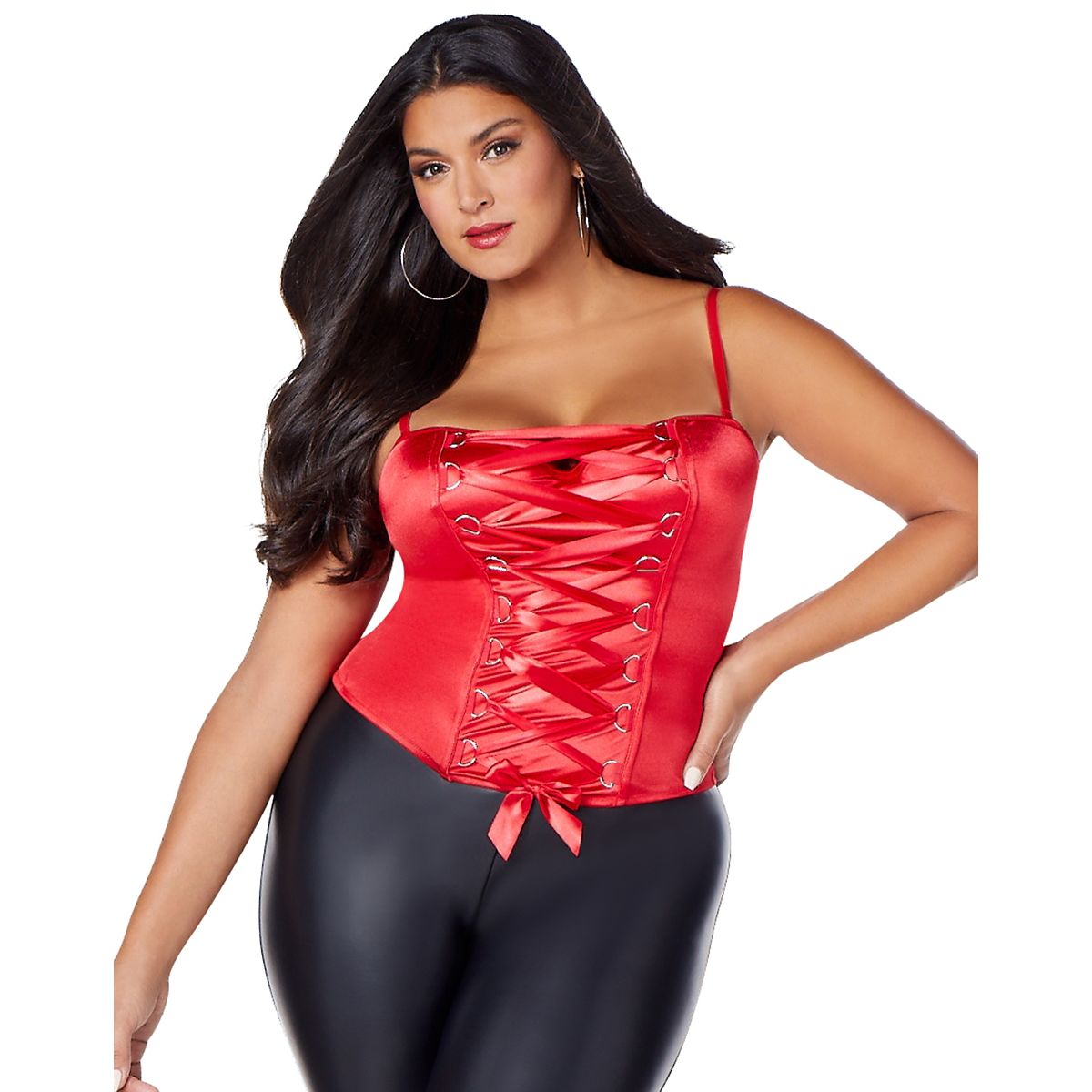 Red Lace Up Corset RED