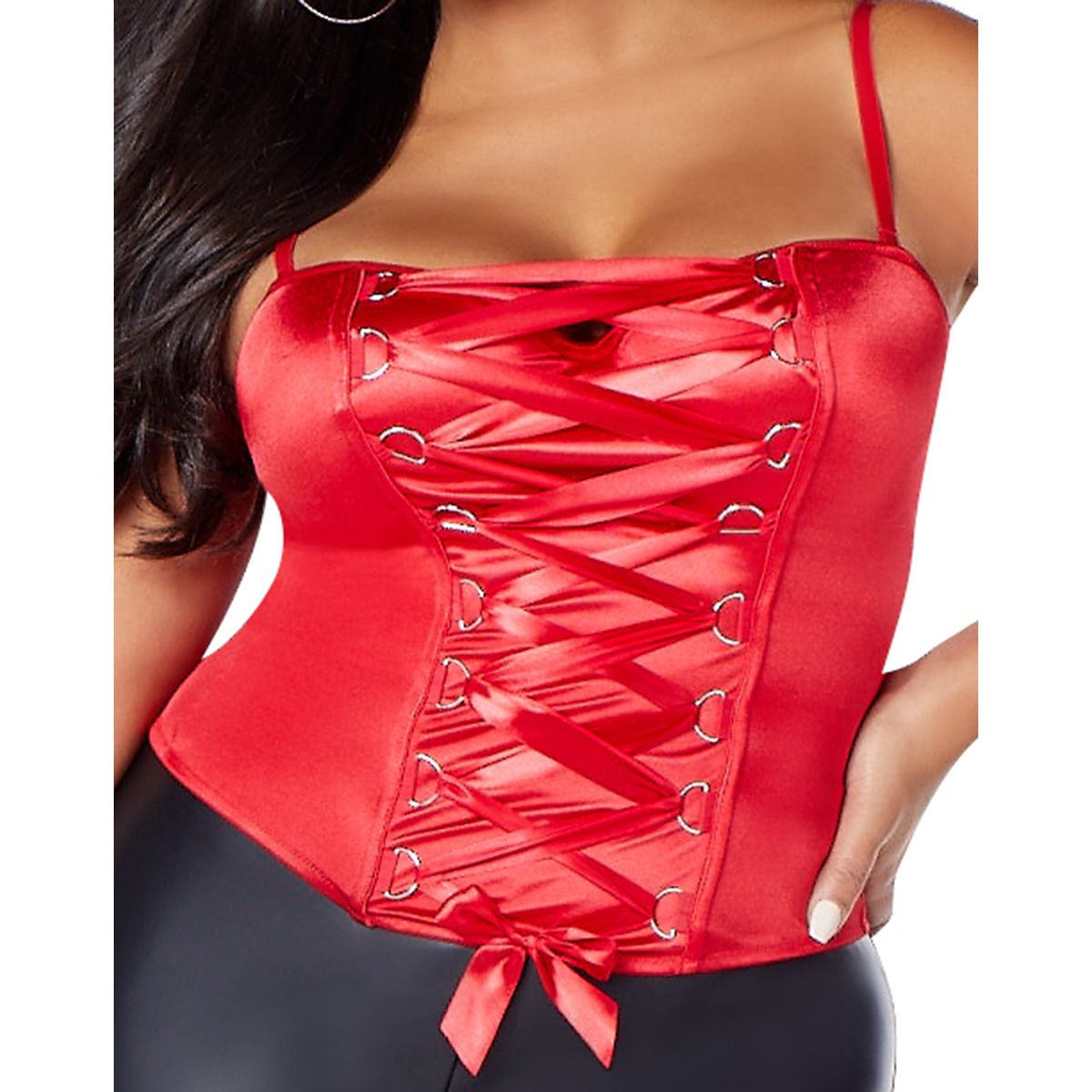 Red Lace Up Corset RED