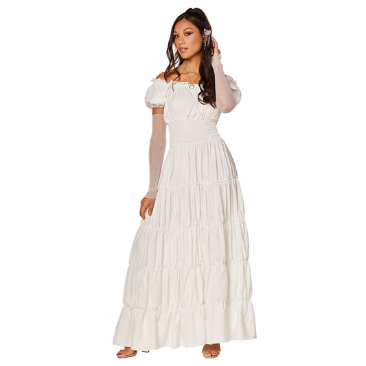 Adult White Peasant Dress WHITE