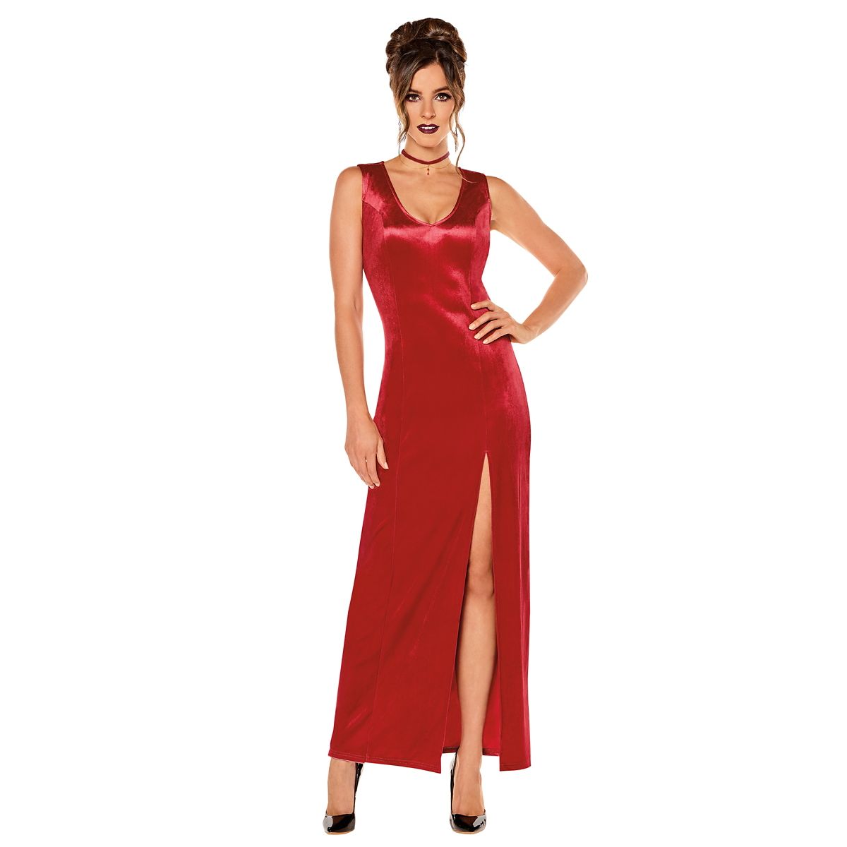Adult Red Velour Maxi Dress RED
