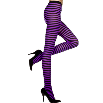 Black and Purple Striped Tights BLACK AND PURPLE