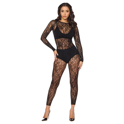Open Back Lace Bodystocking BLACK