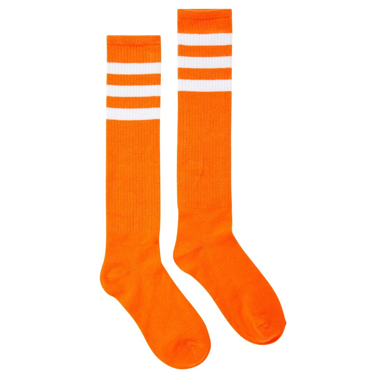 Orange and White Knee High Socks ORANGE