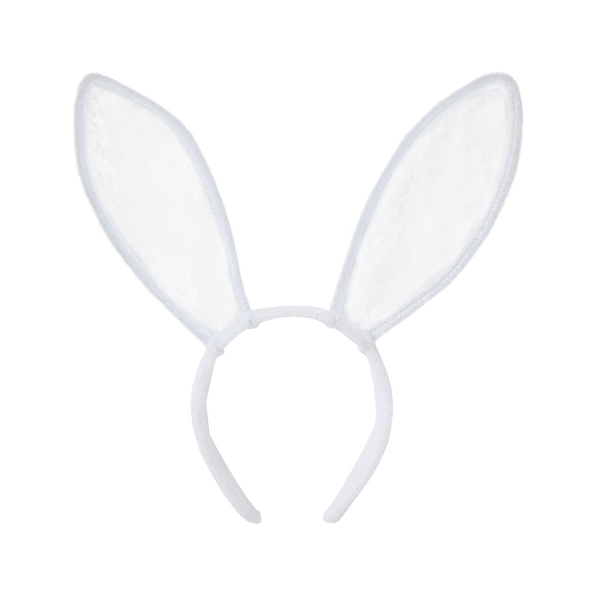 White Velour and Lace Bunny Ears WHITE