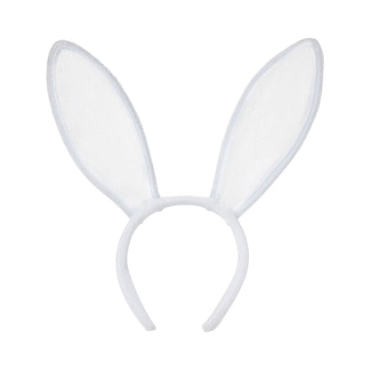 White Velour and Lace Bunny Ears WHITE