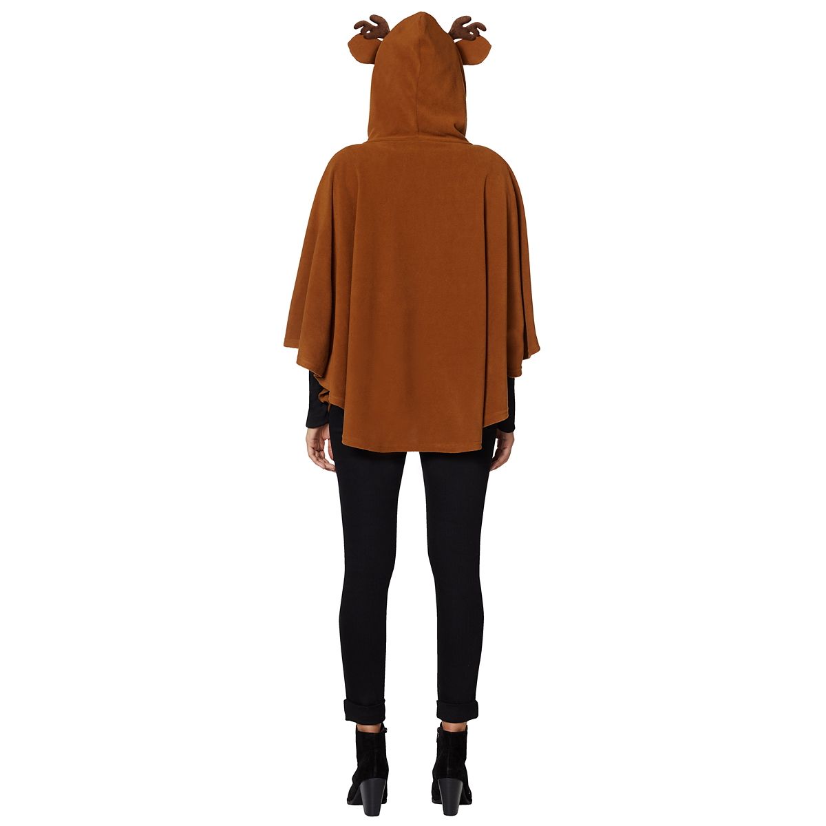 Adult Faux Fur Deer Poncho WHITE AND BROWN