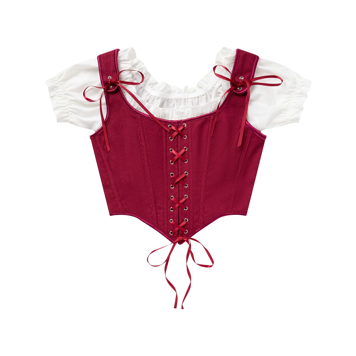 Burgundy Pirate Corset Top BURGUNDY