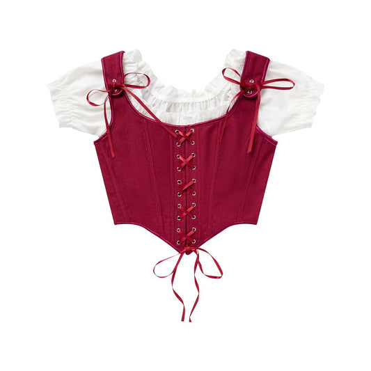 Burgundy Pirate Corset Top BURGUNDY