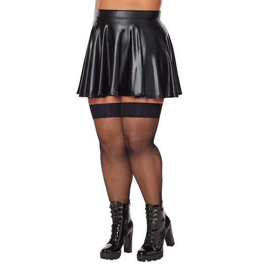 Plus Size Black Fishnet Thigh High Stockings BLACK