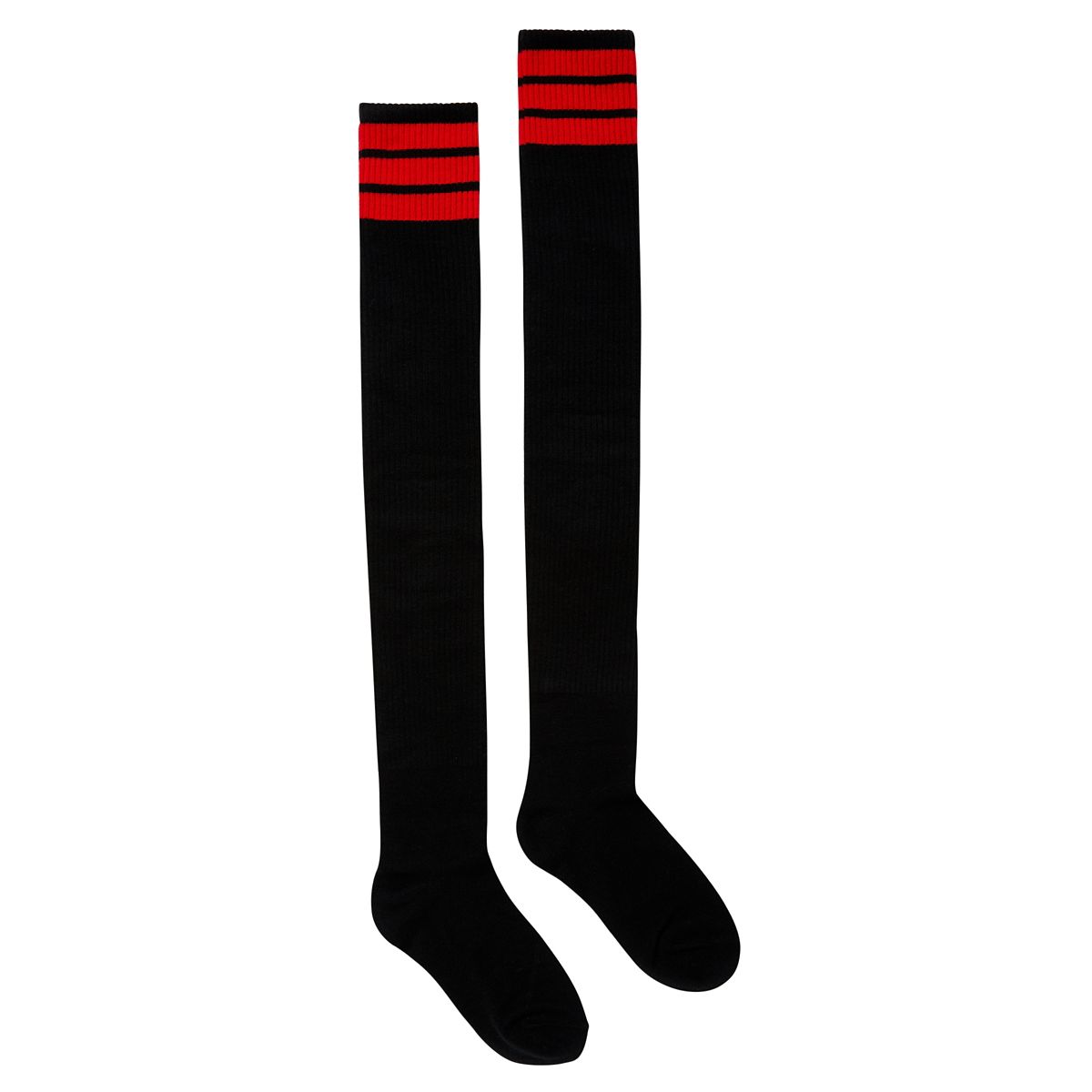 Red and Black Over the Knee Socks BLACK AND RED