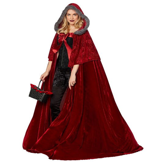 Adult Faux Fur Red Riding Hood Cape Deluxe RED