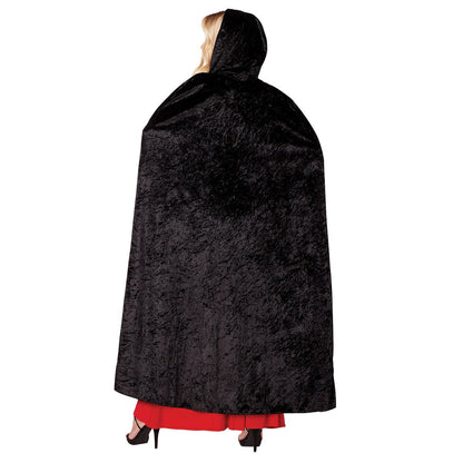 Black Velvet Hooded Womens Cape BLACK