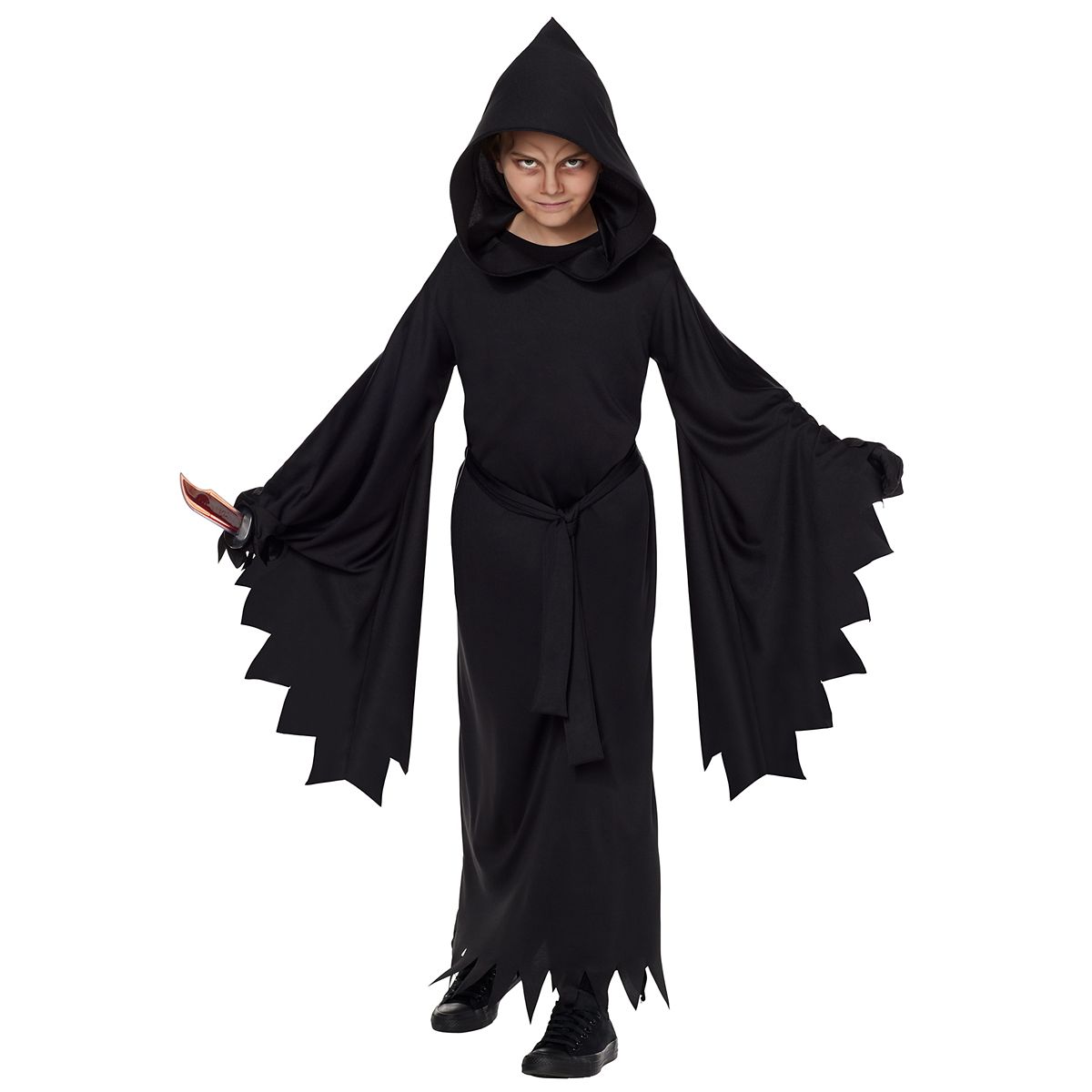 Kids Hooded Black Robe Costume BLACK