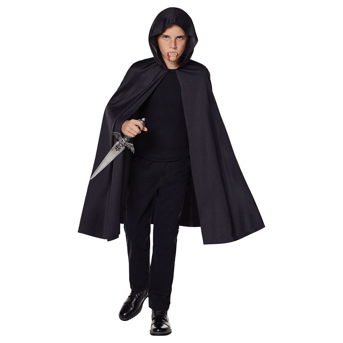 Kids Hooded Cape BLACK
