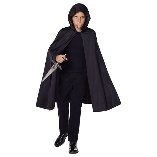 Kids Hooded Cape BLACK