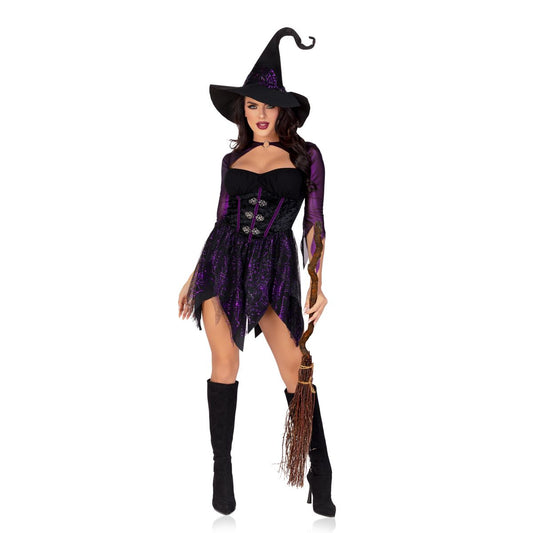 Sexy Witch Dress Costume BLACK AND PURPLE
