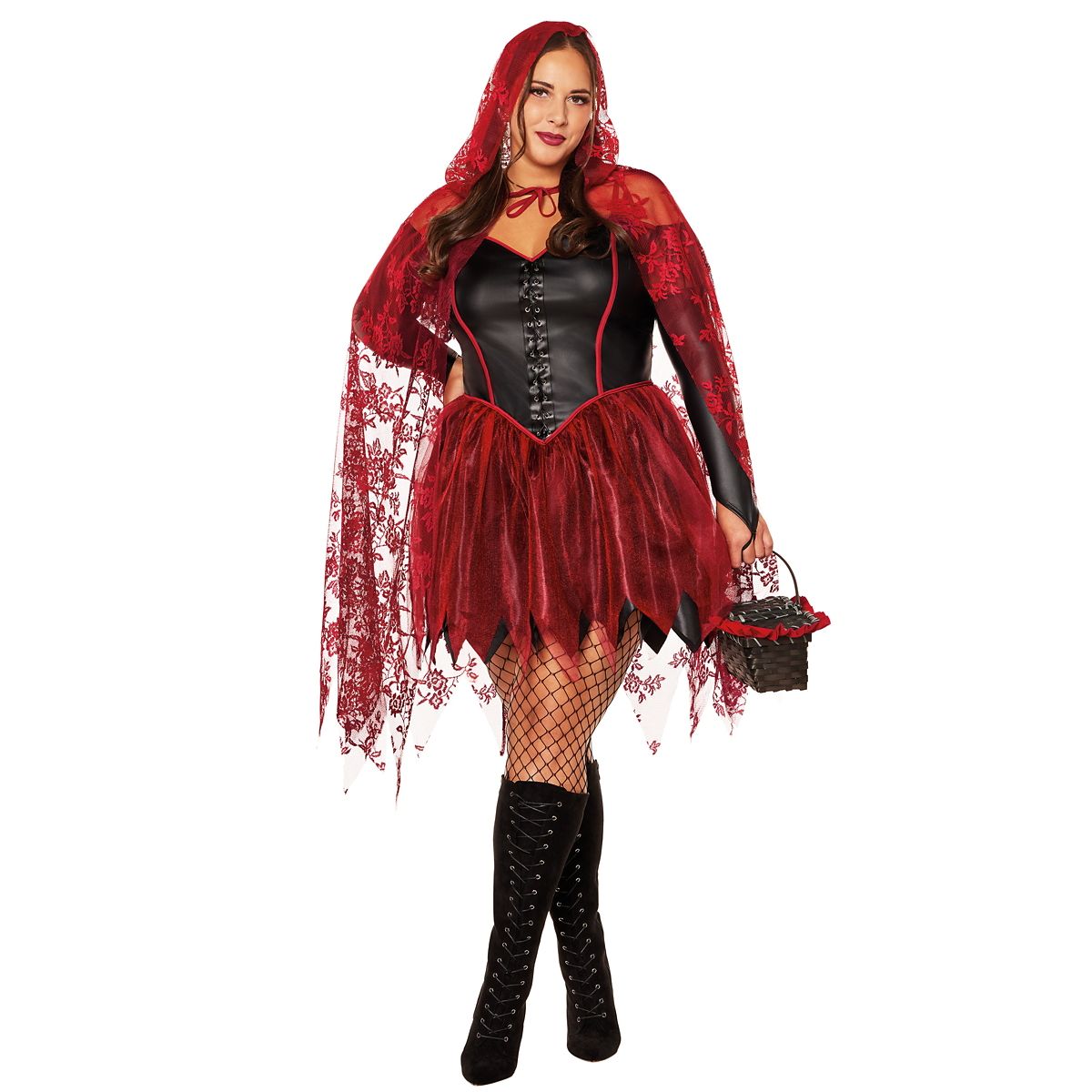 Red Riding Hood Dress Costume BLACK AND RED