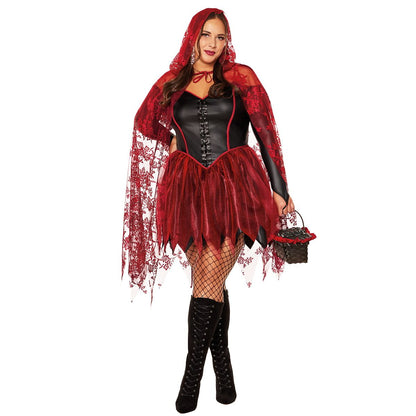 Red Riding Hood Dress Costume BLACK AND RED