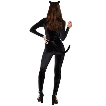 Adult Fierce Feline Catsuit Costume BLACK