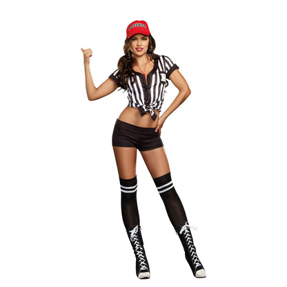 Adult My Game My Rules Ref Costume BLACK AND WHITE