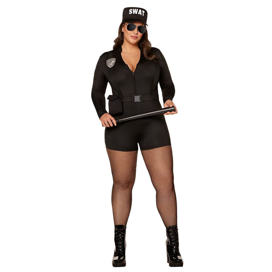 Adult SWAT Commander Plus Size Costume BLACK