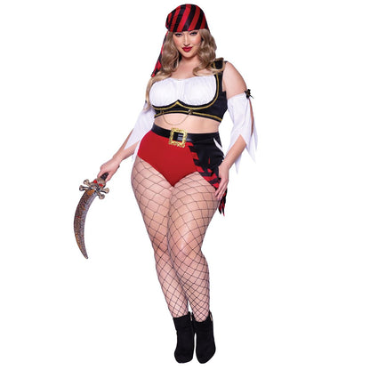 Wicked Pirate Plus Size Costume Set RED/WHITE/BLACK