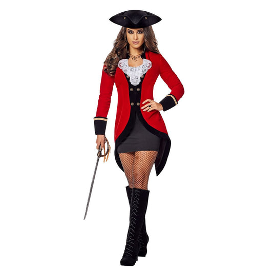 Adult Racy Red Coat Pirate Costume RED