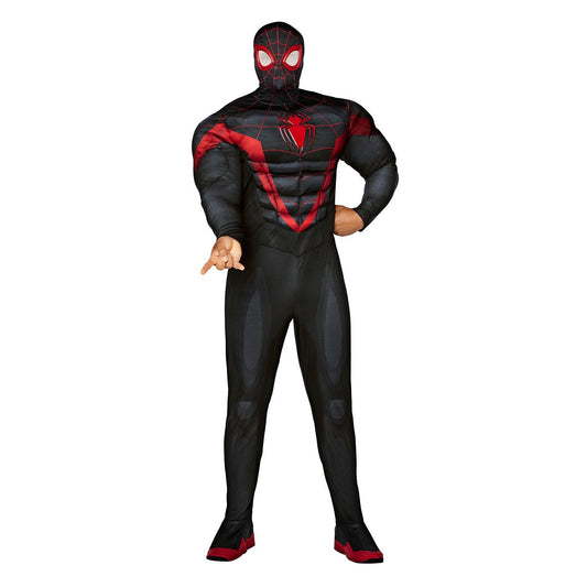 Adult Miles Morales Muscle Suit Costume - Spider-Man BLACK AND RED
