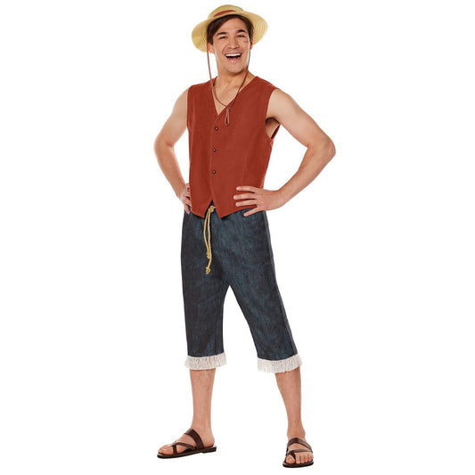 Adult Straw Hat Luffy Costume -  One Piece MULTI-COLOR