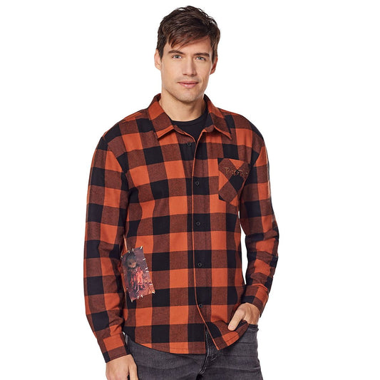 Sam Flannel Shirt- Trick ' Treat BLACK AND ORANGE