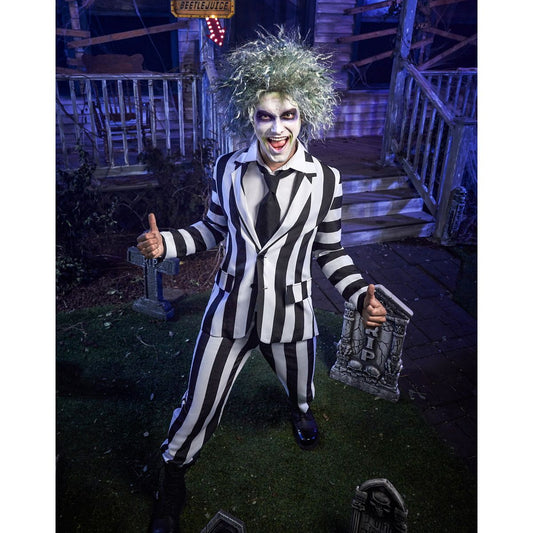 Adult Beetlejuice Striped Suit BLACK AND WHITE