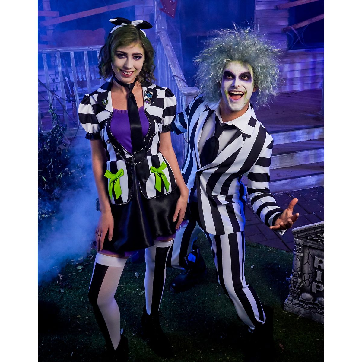 Adult Beetlejuice Striped Suit BLACK AND WHITE