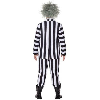 Adult Beetlejuice Striped Suit BLACK AND WHITE