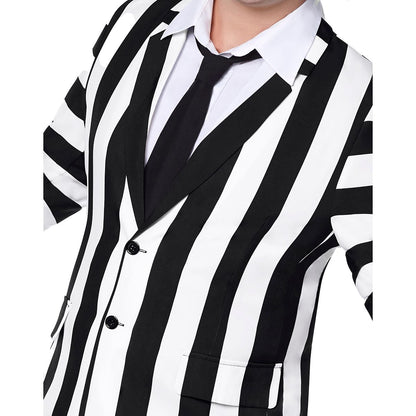 Adult Beetlejuice Striped Suit BLACK AND WHITE