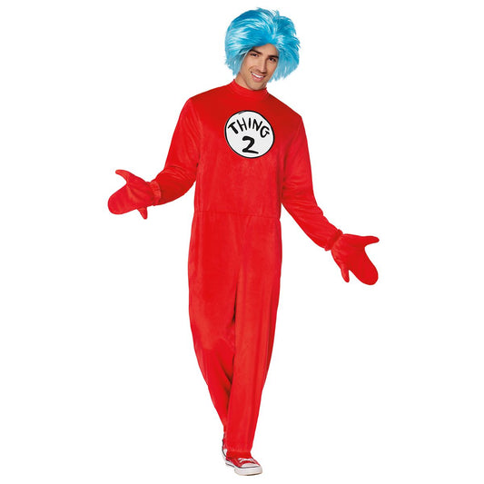 Adult Thing 1 and 2 One Piece Costume - Dr. Seuss RED