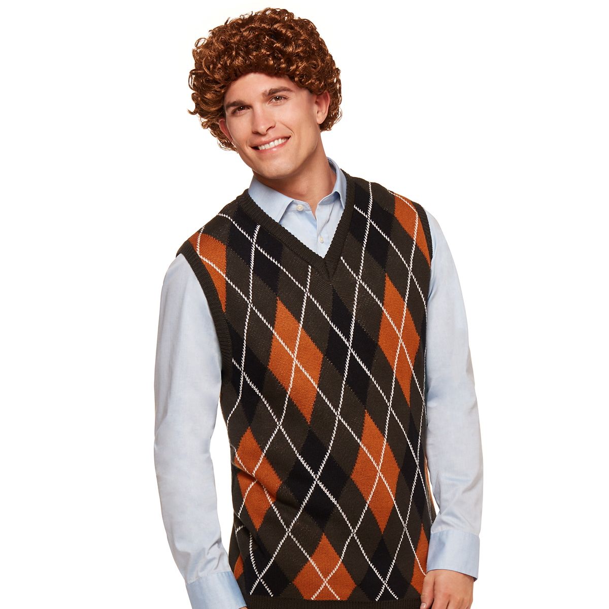 Brennan Sweater Vest and Wig - Step Brothers MULTI-COLOR