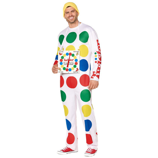 Adult Twister Board Game Jumpsuit Costume WHITE - MULTI