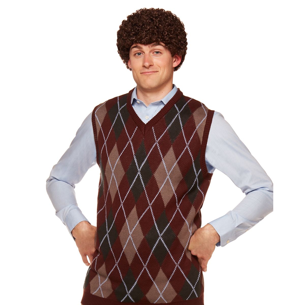 Dale Sweater Vest and Wig - Step Brothers MULTI-COLOR