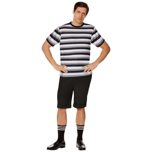 Adult Pugsley Addams Costume - The Addams Family BLACK AND WHITE